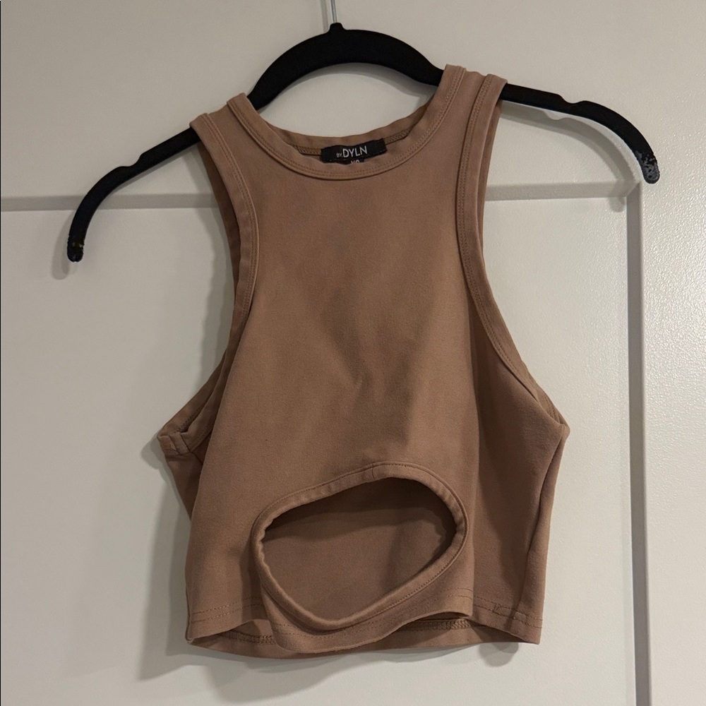 Tan Women’s Tank Top with Cut Out